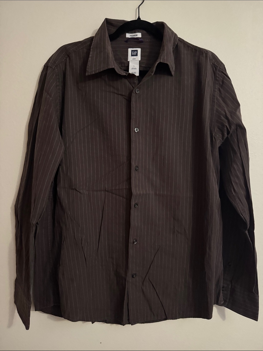 GAP Men's Dark Brown Pinstripe Dress Shirt